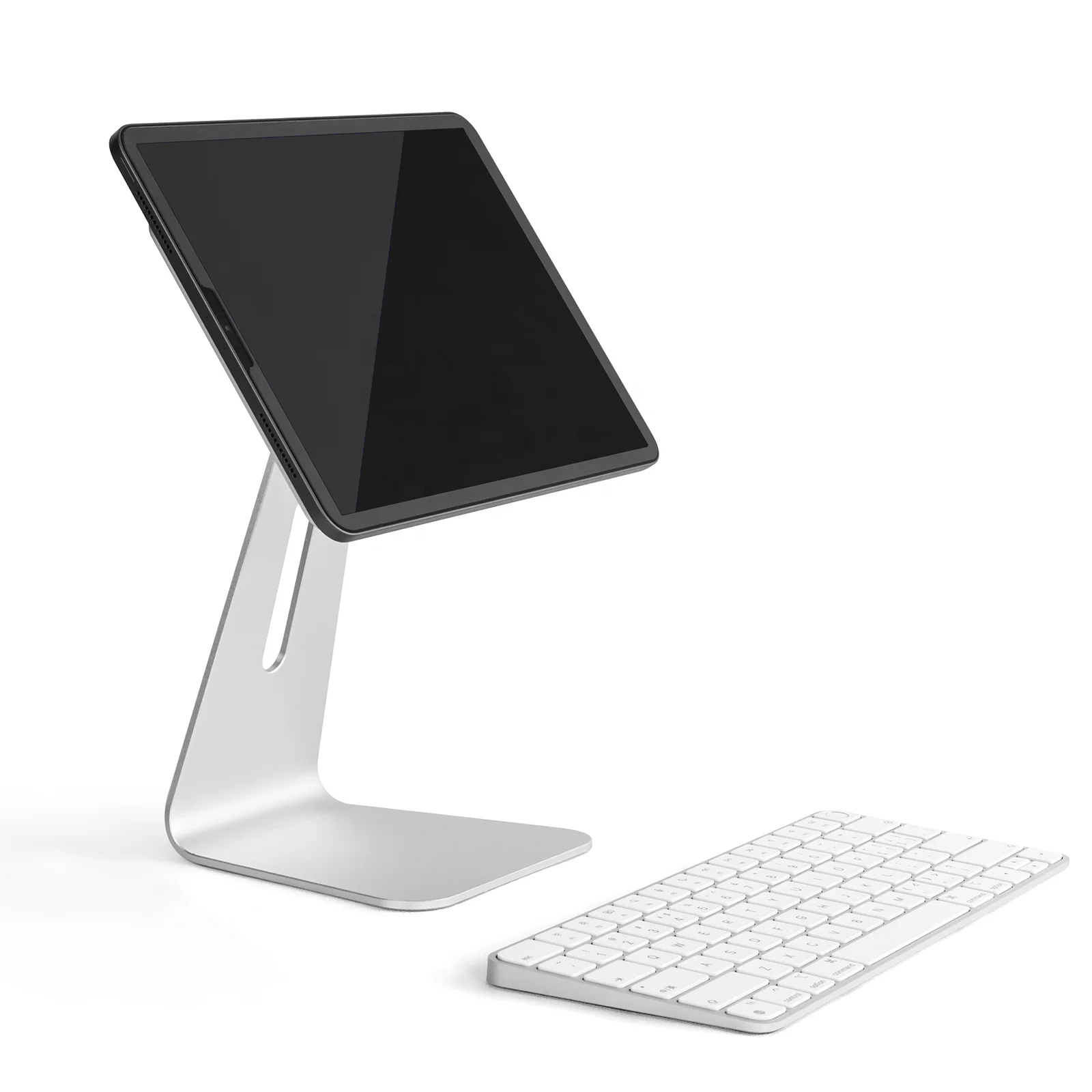 

UPERGO Magnetic Tablet Stand Aluminum Adjustable Tablet Desktop Stand 360 Degree Swivel Magnetic Tablet Stand, Silver