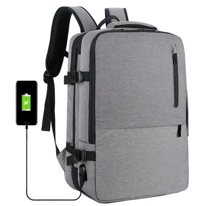 

2022 Newest Multifunction Durable USB Charging Laptop Bag Extendable to 10cm Large Capacity Mochila Computer Backpack, Black/gray