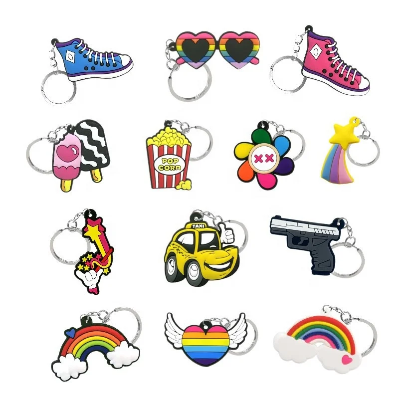 

Low MOQ 2d/3d Letters Soft Pvc Keychain Keyring Sport Cartoon Rubber Key Chain with Chain