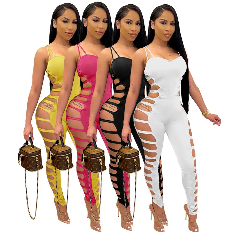 

Spring Autumn Casual Slim PU Leather Bandage One Piece Suit Women Sexy Jumpsuits