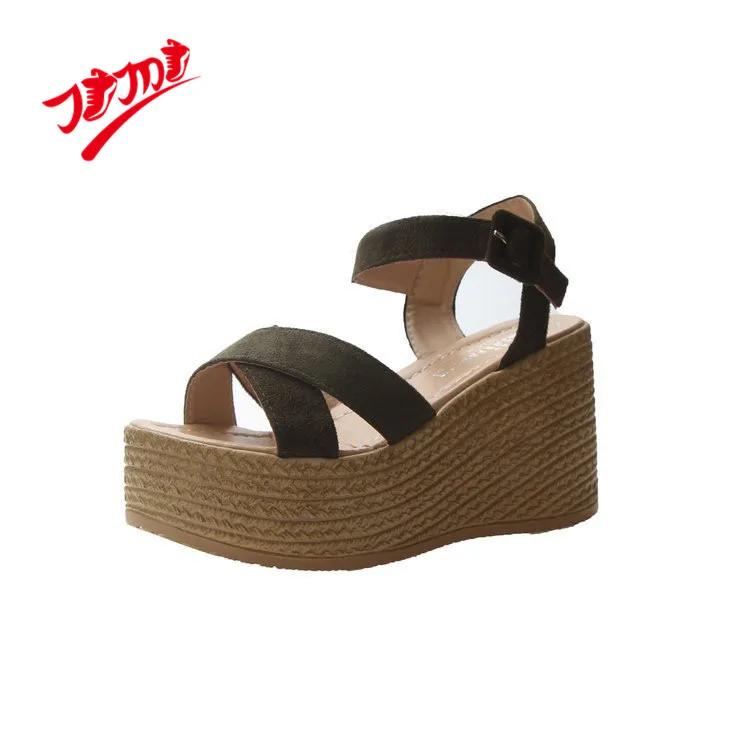 

Jama 2021 Summer New Women'S Sandals Wedges Platform Ladies Wedges Sandal, Black ,green,brown