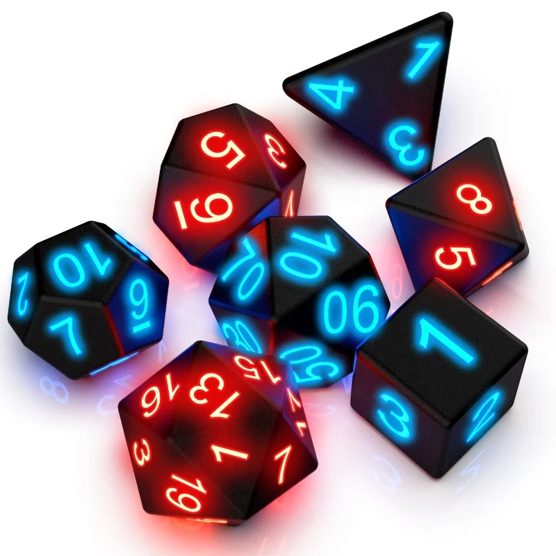 

New Upscale 7Pcs Polyhedral RPG Dungeons and Dragons DND MTG Table Glowing LED Electric Flashing the Pixels Electronic Dice