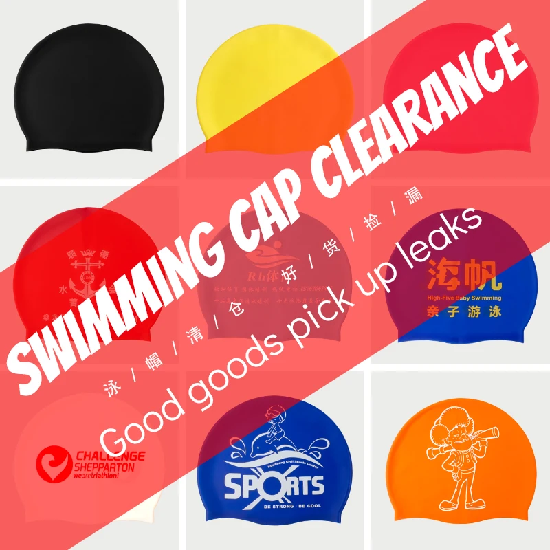 

adult and kids swimming cap silicone custom low price stock fast shipping water sports caps, Random