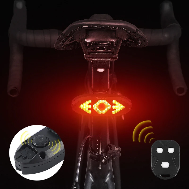 

WB Wholesale Led Tail Bicycle Mountain Waterproof Taillight Warning Cycling Usb Rechargeable Bike Rear Safety Light, Black