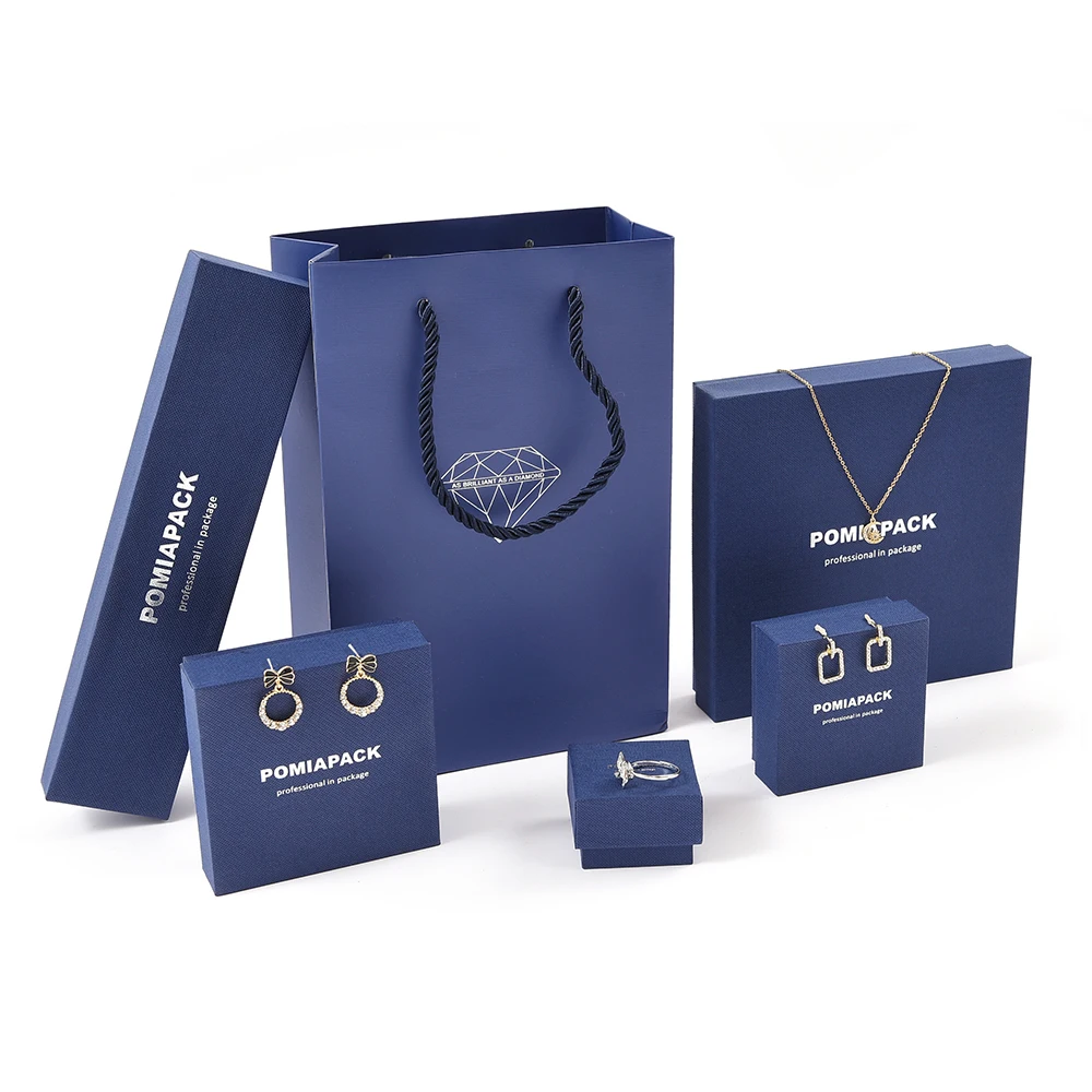 

2021 Custom jewelery gift boxes earrings packing jewelry packaging earring box with logo, Navy blue