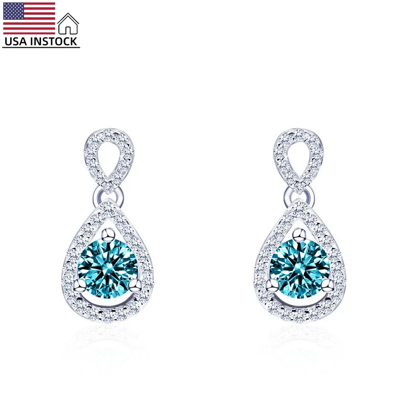 

USA Instock Freeshipping Luxury 18k Gold Plated 925 Sliver Women Pear Cut VVS Moissanite Drop Earrings