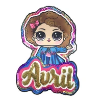 

Custom 3D Fashion Clothes Selling Led Light Girl Doll Iron on Logo Sequin Embroidery Patches
