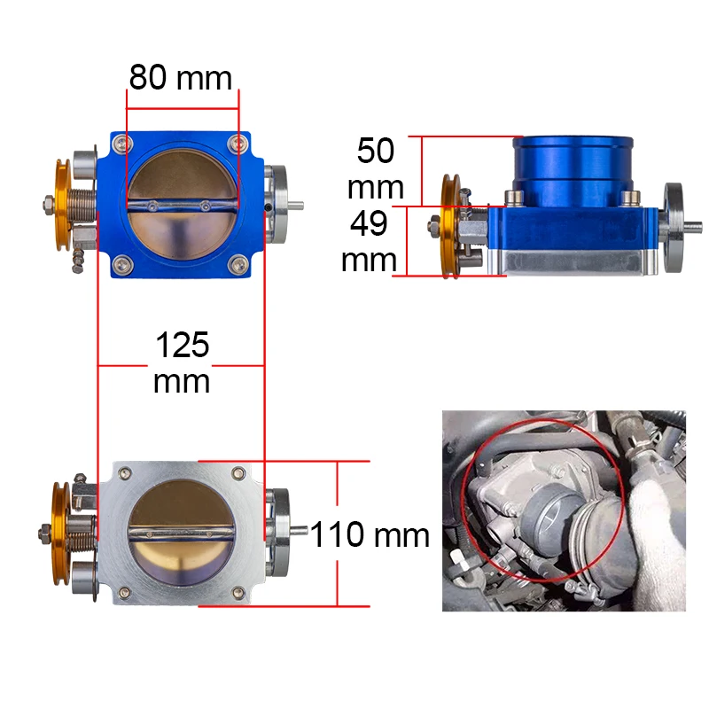 Universal Throttle Body 65mm 70mm 80mm 90mm Throttle Body Performance