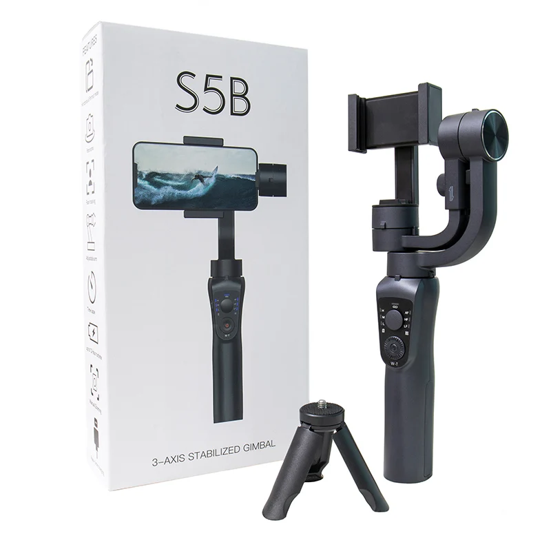 

2020 Hot Sale 3 Axis Handheld Gimbal S5b Camera Stabilizer With Tripod Face Tracking Via App Selfie Stick Gimbal Stabilizer