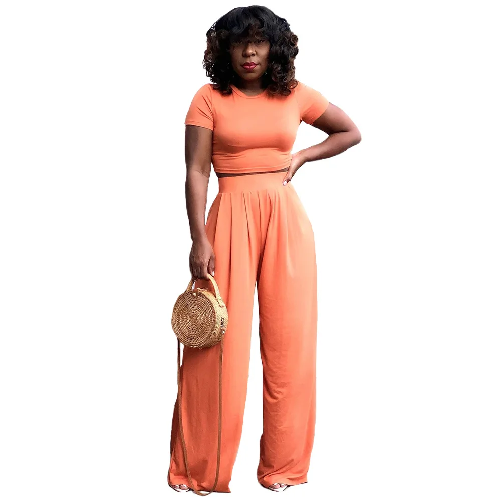

F30477A wholesale women's solid color casual vest wide leg suit two piece set women clothing, Customized color