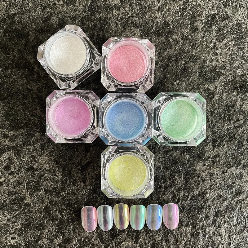 

Pearl Nail Glitter Powder Neon Shimmer Mirror Mermaid Dipping White Purple Nail Chrome Pigment Dust Polish Decor