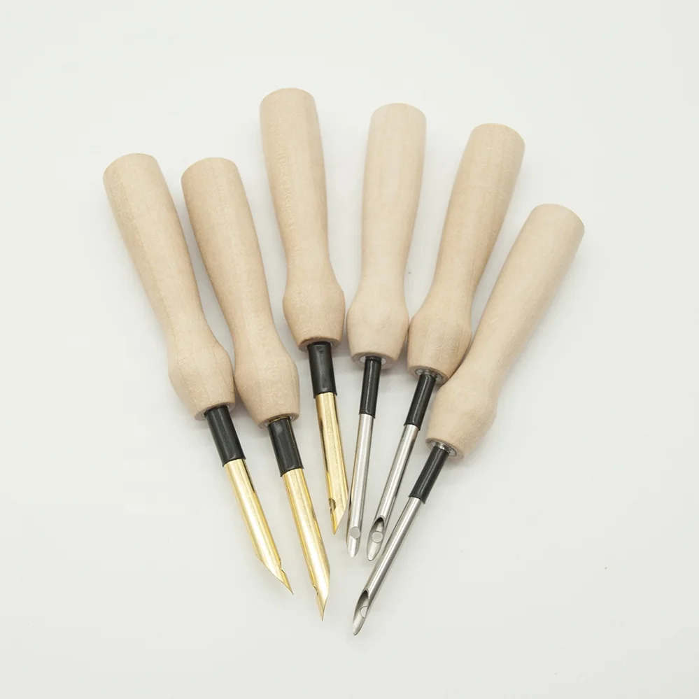 

Wooden Handle Punch Needle for Embroidery 3.5mm and 5mm, Natural wood color