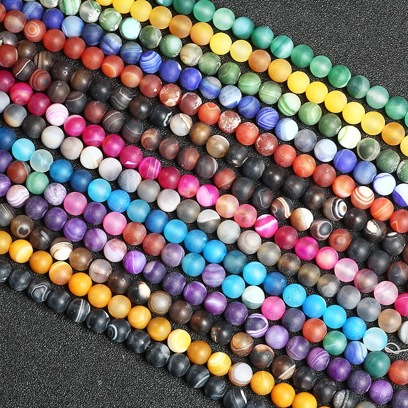 

4-16mm Natural Onyx DIY Multicolored Faceted Striped Agate Frosted Surface Stripe Colorful Agate Beads, Pciture