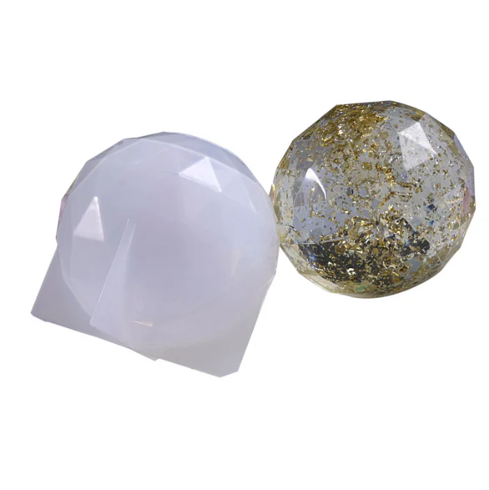 

Crystal Epoxy diy faceted ice cube sphere ornaments highlight mirror jewelry silicone mold, White
