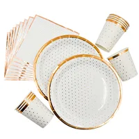 

Nicro Customizable Print Shape 9Inch Disposable Gold Dot Party Wedding Paper Plate