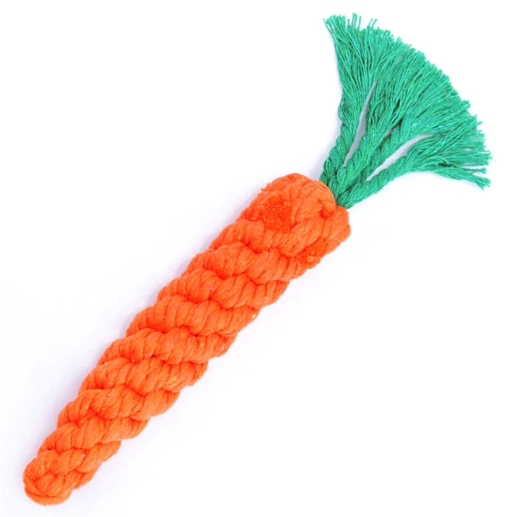 

Amazon Hot Sale Durable Pets Supplies Playing Toys Pet Dog Puppy Carrot Shape Cotton Rope Molar Tooth Cleaning Chew Training Toy