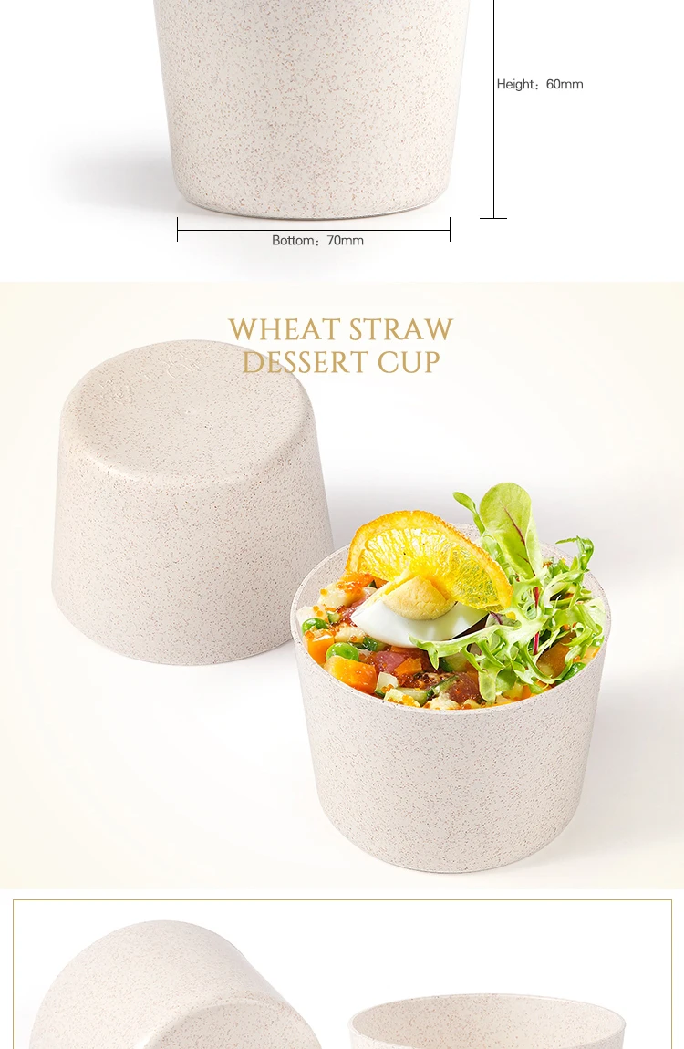 Eco Friendly Biodegradable New Material Wheat Straw Plastic Dessert Cup