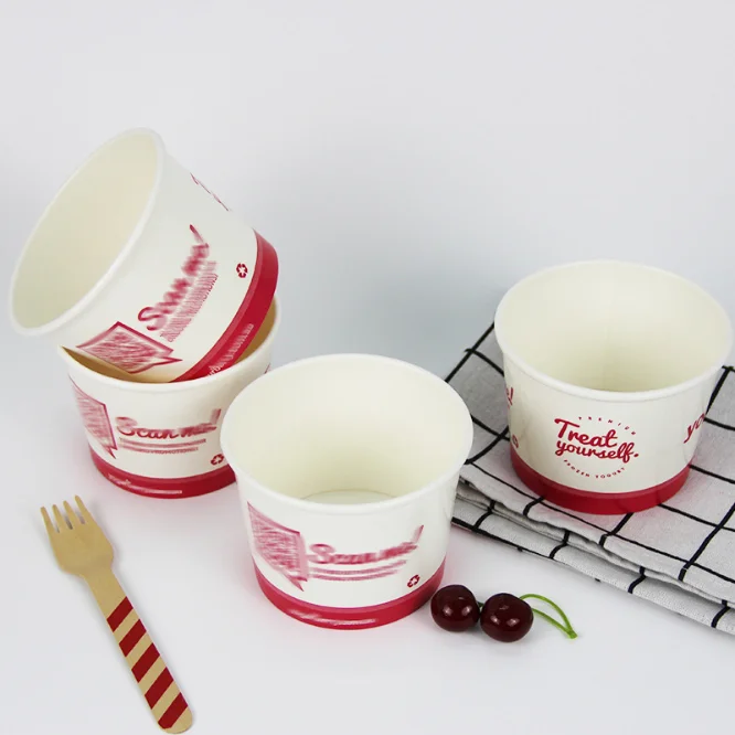 Disposable Frozen Yogurt Container/ice Cream Paper Cup 4oz With Dome
