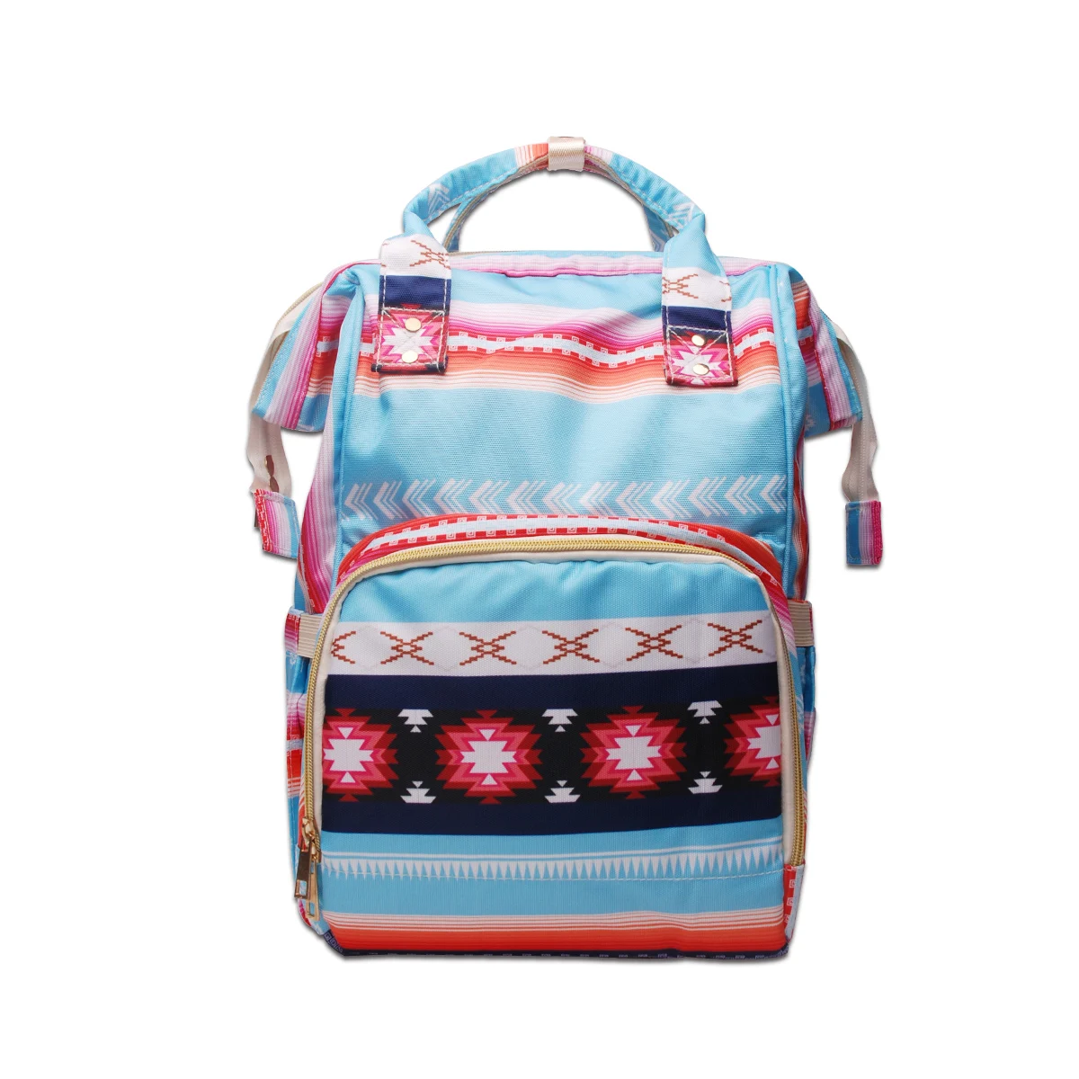 

Wholesale Multifunctional Blue Aztec Canvas Diaper Bag Mummy Functional Brown Backpack DOM-1021276