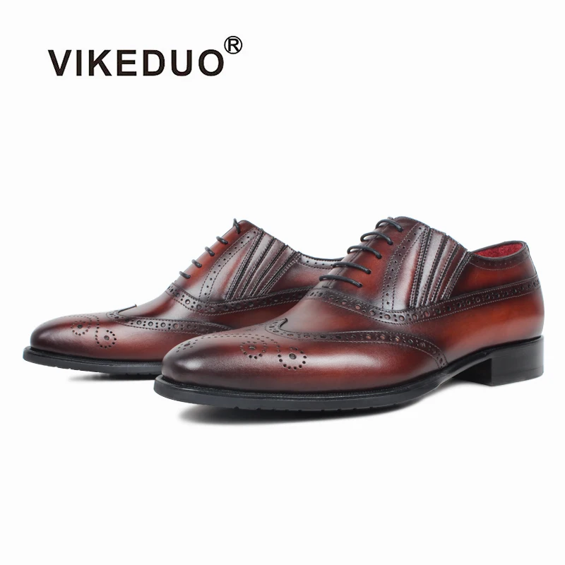 

Vikeduo Hand Made Must-Have Shoes For Man Shoe Brands Hot 2019 Men Leather Dress Shoes Italian Design, Brown