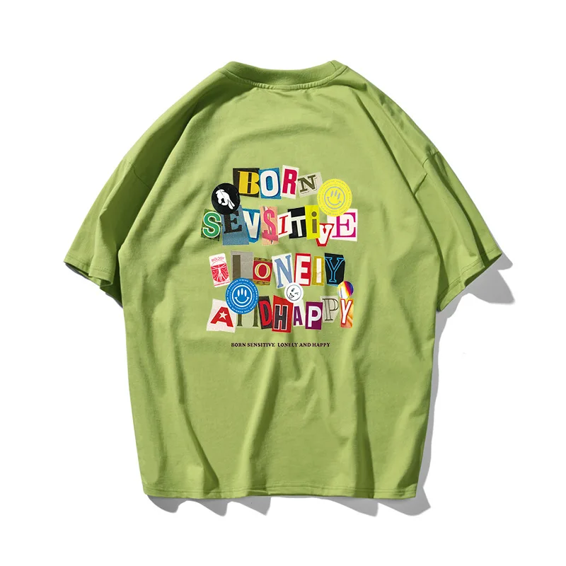 

Men short sleeve hip hop t Shirt Summer popular logo 100%cotton Loose print t shirt