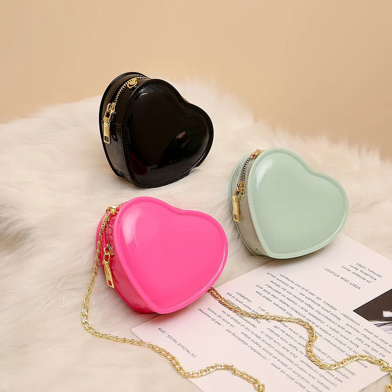 

wholesale cheap chic bags women love handbags mini pvc heart jelly purses, Candy jelly colors