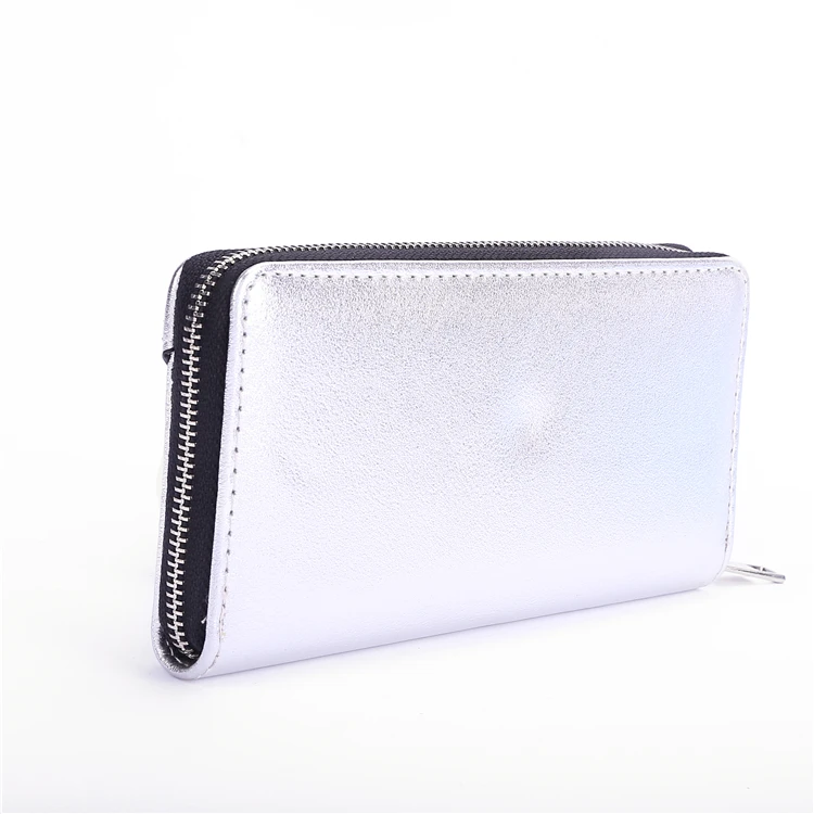 

High Quality OEM European And American Style Wallet White Silver Style PU Woman Wallets, Black/silver,customized