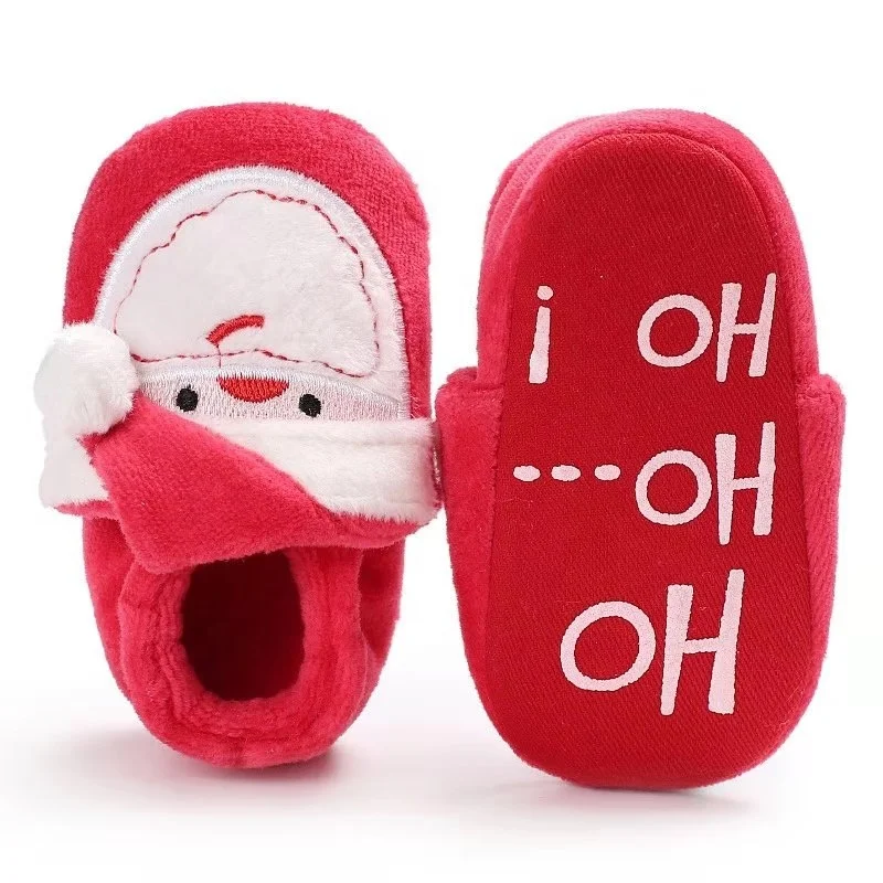 
Cute Infant Red Santa Claus Cartoon Fluffy Christmas Baby Shoes 