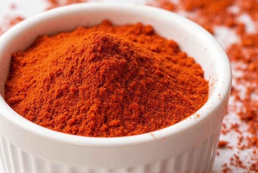 Homemade cayenne pepper seasoning ingredients arranged on wooden table