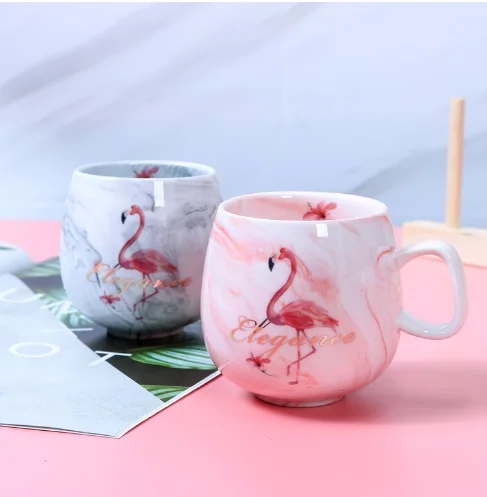 

Travel Cute Cat marble ceramic ceremony student gift round mr mis Flamingo mug for gift, Valentine cups mugs