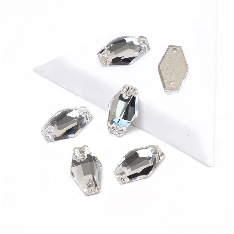 

YANRUO 3261 Clear Hexagon Sew On Rhinestones Beads In Bulk For Shoes