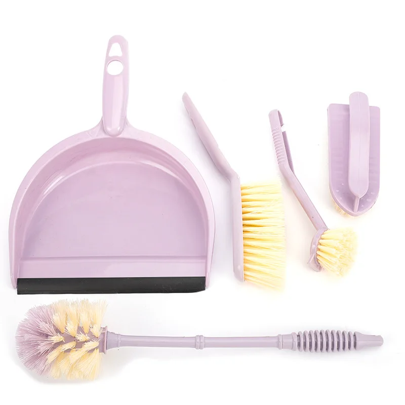 

Factory Direct Supply Desktop Plastic Dustpan Set Five-Piece Combination Creative Small Toilet Brush Household Cleaning Dustpan