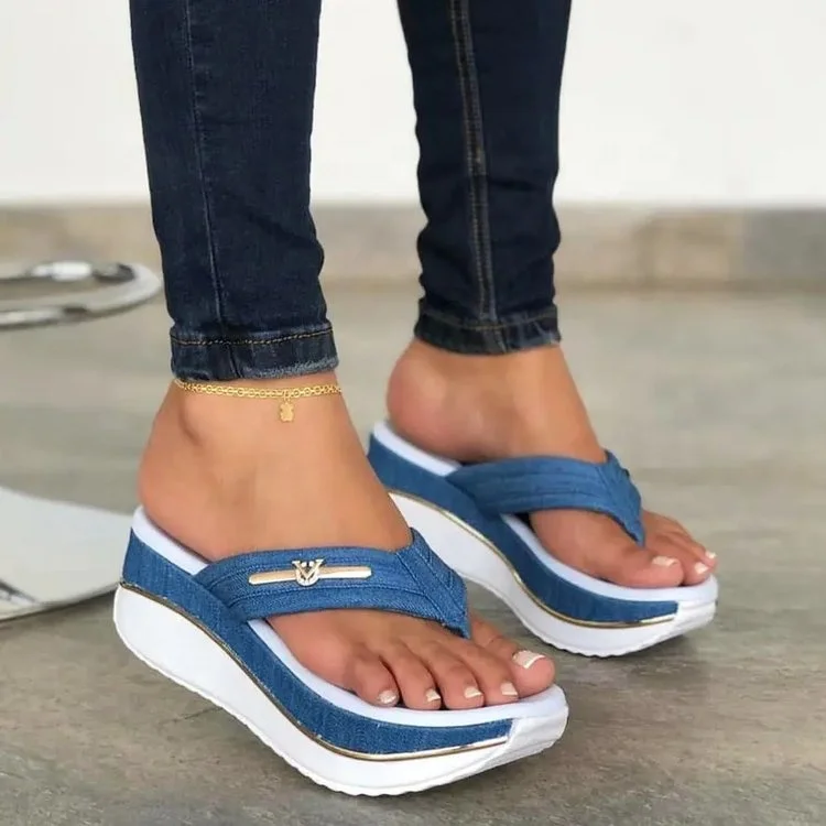 

Wholesale Latest Design Women Summer Platform Wedges Flip Flops Slipper Sandals