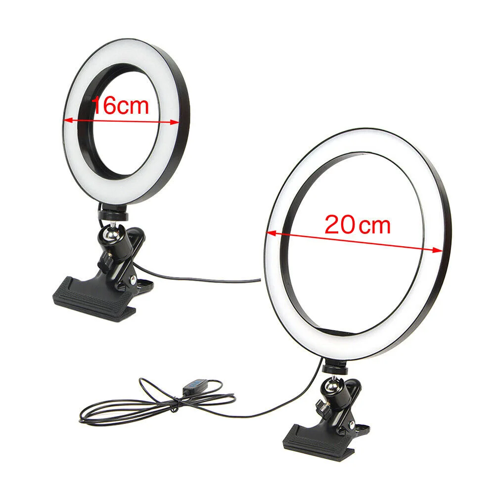 

Mini Protable Adjustable USB Selfie Ring Light Led Circle Selfie Clip Stable Ring Lamp, Black