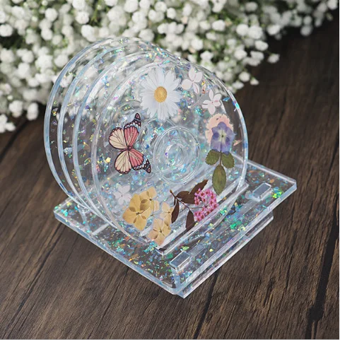 

LOVE'N LV718D DIY crystal epoxy resin gutta percha luminous cup pad cover case CD tea cup pad disc mirror silicone mold