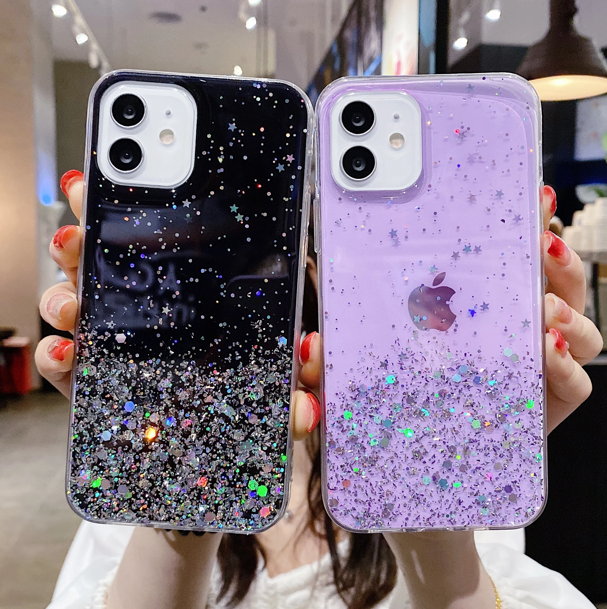 

Starry Bling Epoxy Soft Enamel TPU Silicon Girl Phone Case for Galaxy A32 A52 A72 5G Fashion Case for Galaxy S20FE M31S, 5 colors