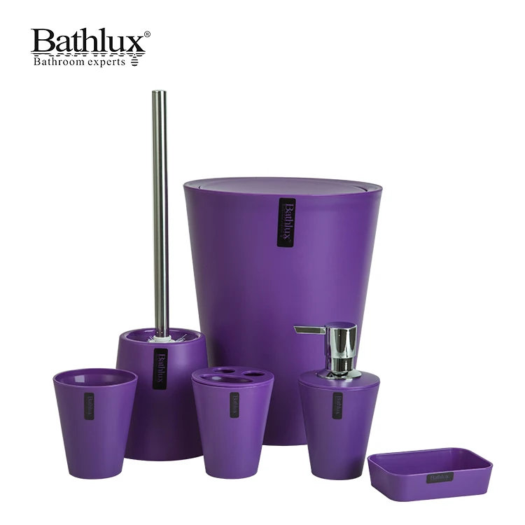 

Bathlux New Design Low price 6 Pieces Showeroom Plastic Bathroom Sets Luxury Bathroom Accessories Set