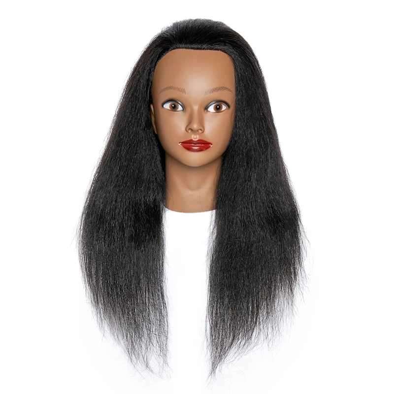 

100% Real Hair Mannequin Head Hairdresser Training Head Manikin Cosmetology Doll Head