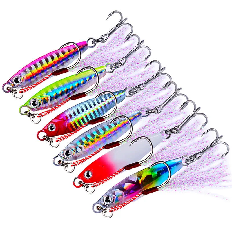 

Metal Jig Lure 7g/10g/15g/20g/30g Slow Jigging Lead Fish Bass Baits SaltWater Luminous False Tilapia perch Pesca, 6 color