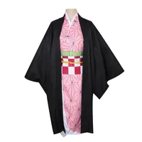 

Demon Slayer Kimetsu No Yaiba Cosplay Costume Kamado Nezuko Cosplay Kimono Cape Pink Kimono Uniform Halloween Costume Full Set