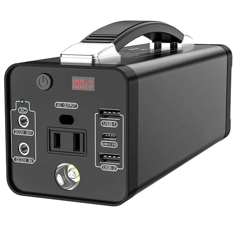 

2020 hot selling 150W power station portable solar power bank, Black / red