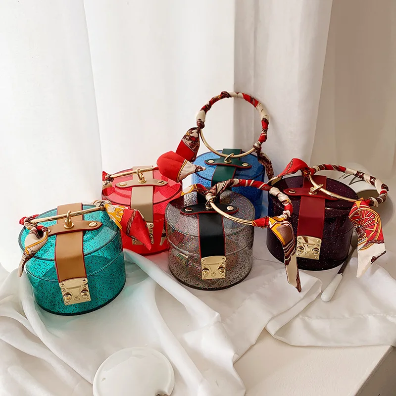 

women transparent pvc purses and handbags ladies acrylic women small bags, Black/red/purple/green/blue