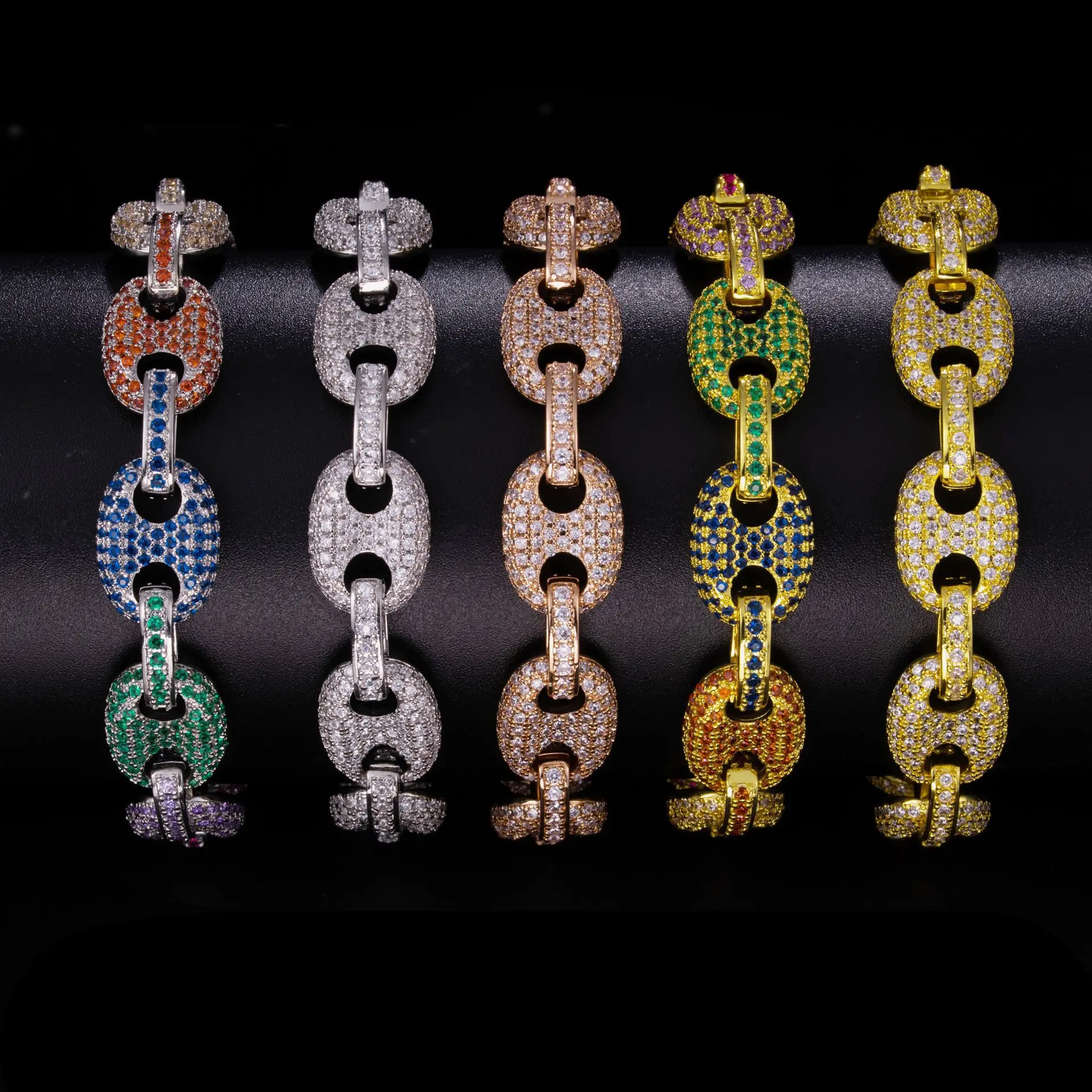 

Trend Iced out Coffee Bean Chain Bracelet For Men Fashion Hip hop Bean Bracelet Jewelry Coffee Bean Link Chain Bracelet Coffe