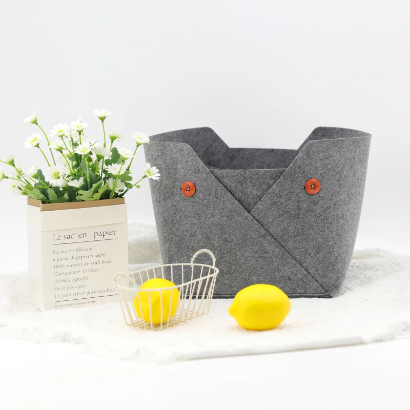 

Boutique Solid Color Home Supplies Storage Basket Felt Office Items Storage Basket