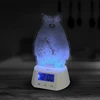 Decorate cute gifts bear shape LED light 3D crystal table desk digital clock home decor with music sound