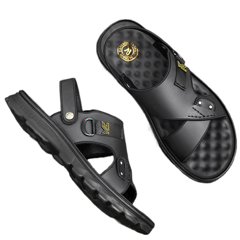 

2021 new men's sandals leather youth Korean casual beach shoes men's breathable sandals tide 45/46/47
