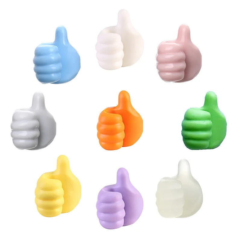 Creative Self Adhesive Thumb Hook Silicone Thumbs Up Wall Hook for Cable Clip Key Wall Decoration Hook Home Office Wall Storage