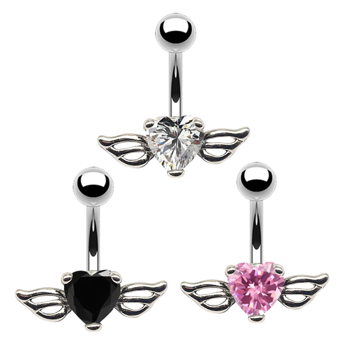 

Gaby new heart wing belly button ring fashion belly ring piercing jewelry wholesale body jewelry, Gold /steel color