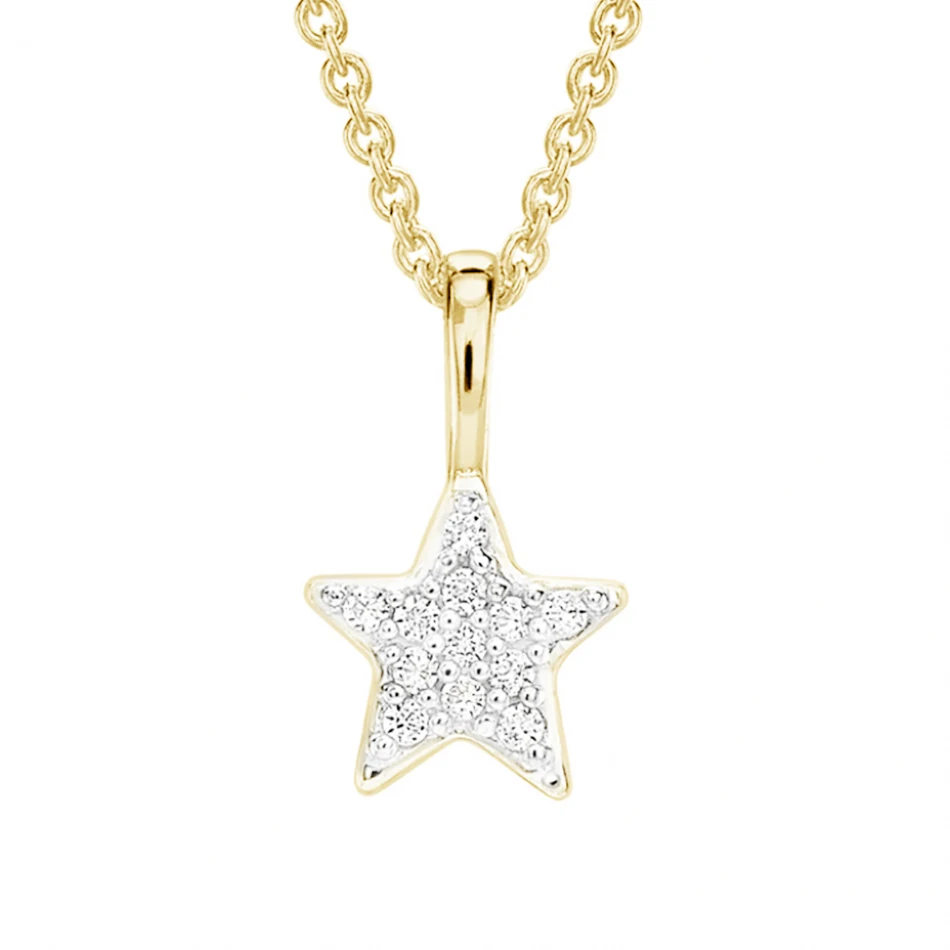 

18K gold plated pave star pendant necklace with cubic zircon for women luxury 925 sterling silver star necklace