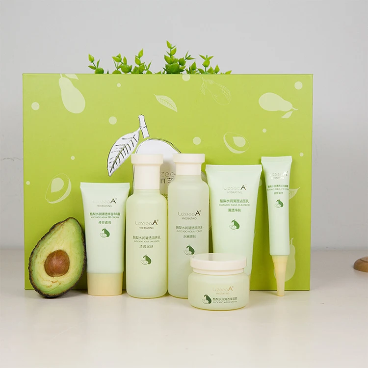

Professional OEM Private Label Organic Avocado Gift Set Facial Moisturizing Whitening Face Skin Care Set